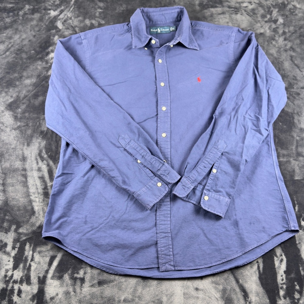 Ralph Lauren Button Down Shirt Mens XL Blue Long Sleeve Pony Logo 2368